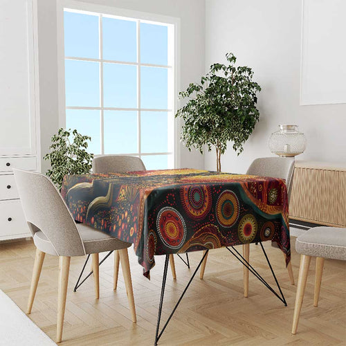 Australian Aboriginal Art Kangaroo Tablecloth Maintain the Dreaming Aboriginal Dot Painting