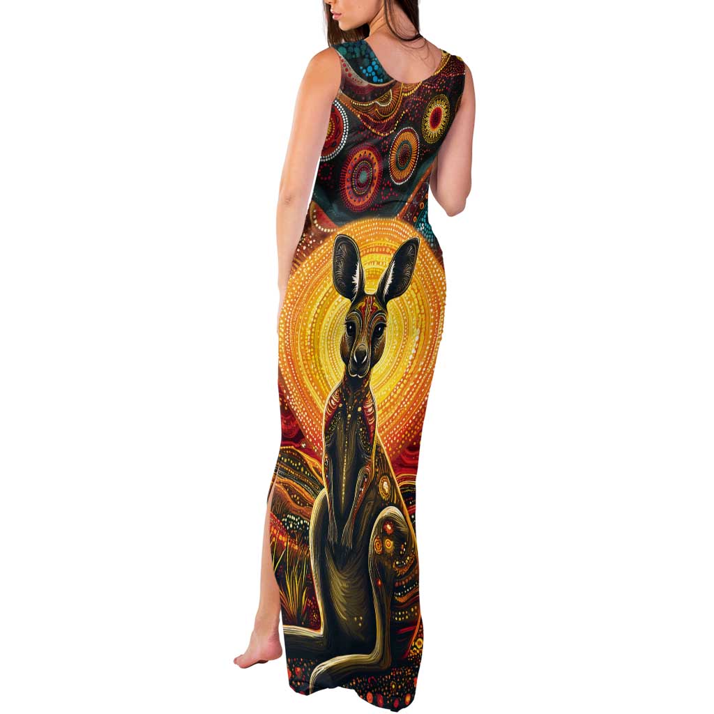 Australian Aboriginal Art Kangaroo Tank Maxi Dress Maintain the Dreaming Aboriginal Dot Painting