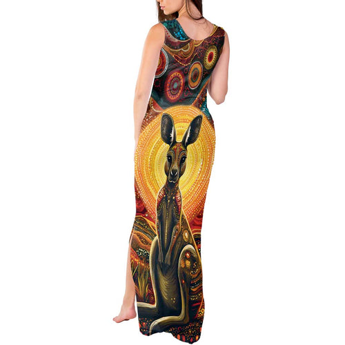Australian Aboriginal Art Kangaroo Tank Maxi Dress Maintain the Dreaming Aboriginal Dot Painting