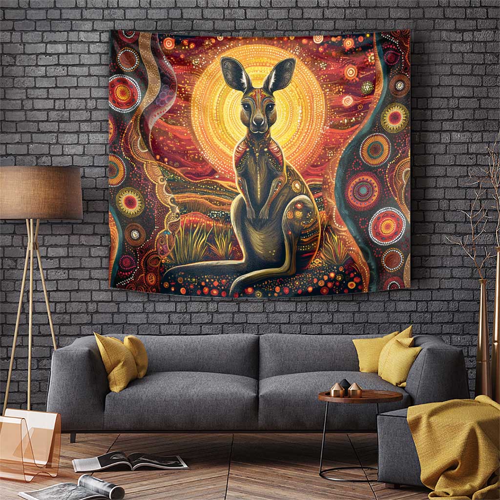 Australian Aboriginal Art Kangaroo Tapestry Maintain the Dreaming Aboriginal Dot Painting