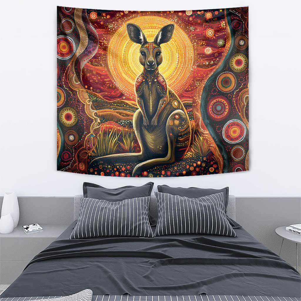 Australian Aboriginal Art Kangaroo Tapestry Maintain the Dreaming Aboriginal Dot Painting