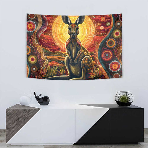 Australian Aboriginal Art Kangaroo Tapestry Maintain the Dreaming Aboriginal Dot Painting