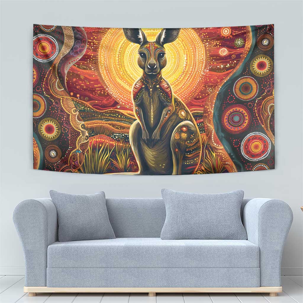 Australian Aboriginal Art Kangaroo Tapestry Maintain the Dreaming Aboriginal Dot Painting