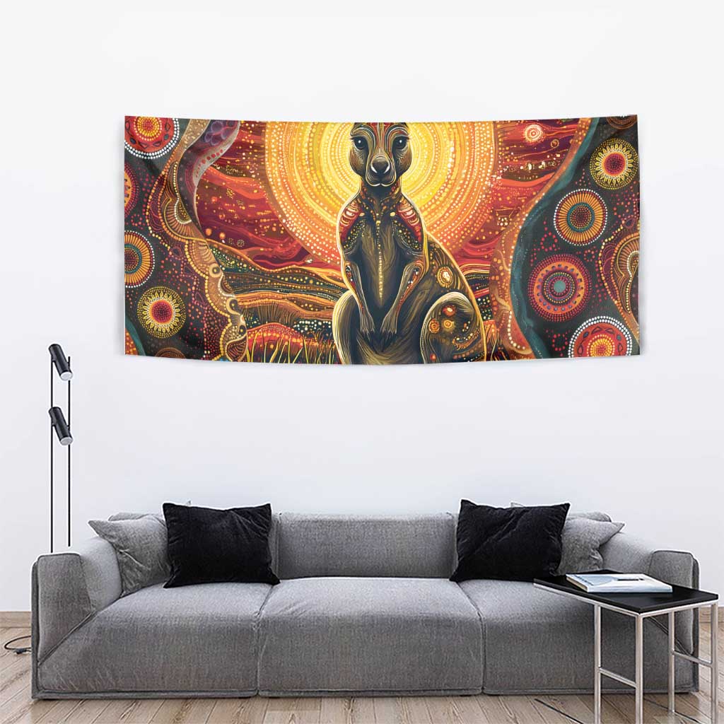 Australian Aboriginal Art Kangaroo Tapestry Maintain the Dreaming Aboriginal Dot Painting