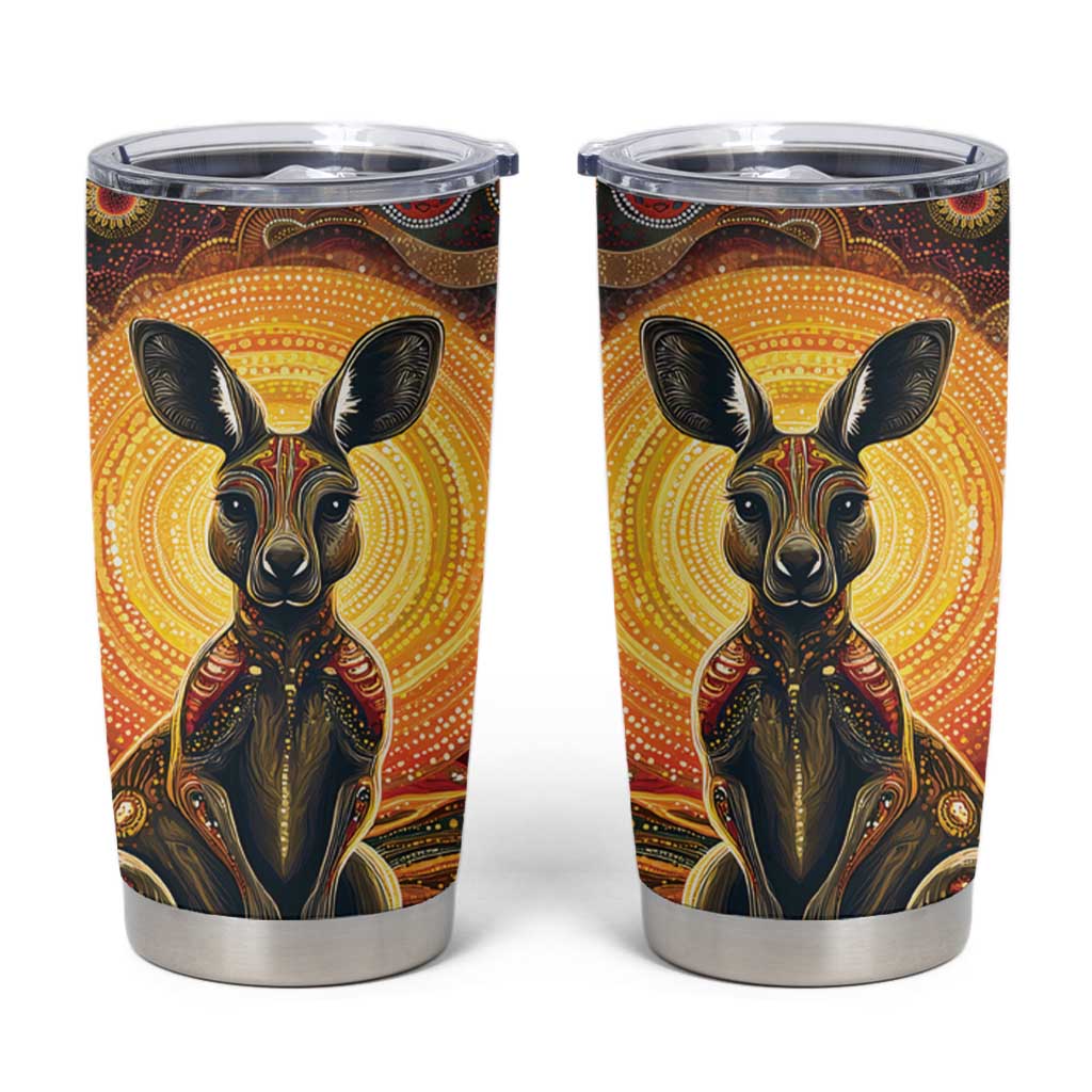 Australian Aboriginal Art Kangaroo Tumbler Cup Maintain the Dreaming Aboriginal Dot Painting