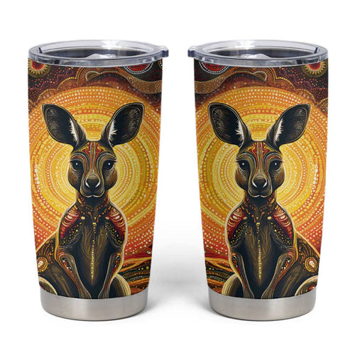 Australian Aboriginal Art Kangaroo Tumbler Cup Maintain the Dreaming Aboriginal Dot Painting