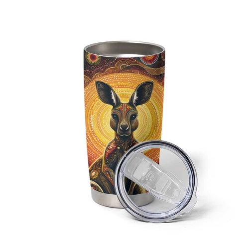 Australian Aboriginal Art Kangaroo Tumbler Cup Maintain the Dreaming Aboriginal Dot Painting