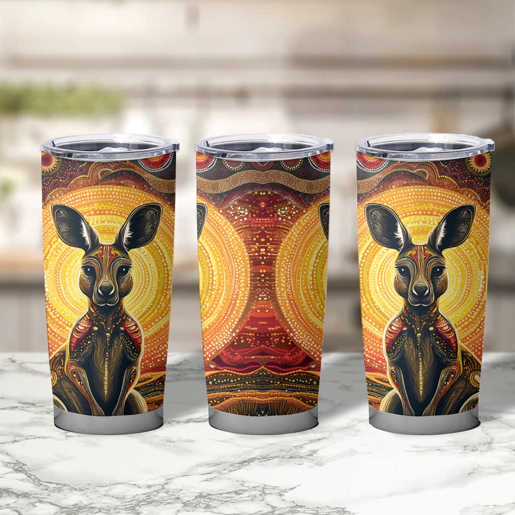 Australian Aboriginal Art Kangaroo Tumbler Cup Maintain the Dreaming Aboriginal Dot Painting