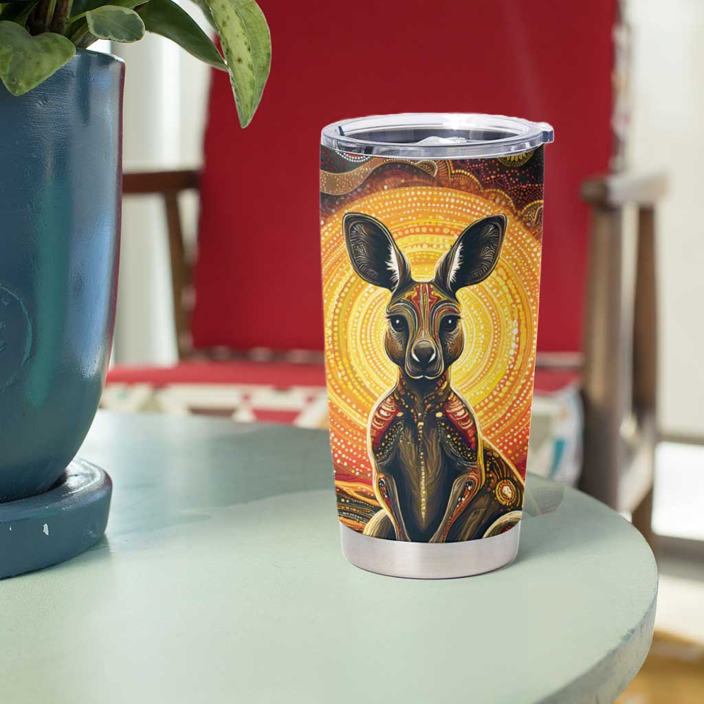 Australian Aboriginal Art Kangaroo Tumbler Cup Maintain the Dreaming Aboriginal Dot Painting