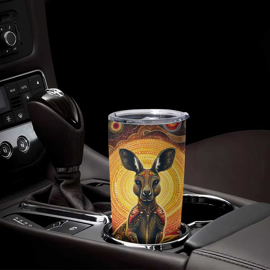 Australian Aboriginal Art Kangaroo Tumbler Cup Maintain the Dreaming Aboriginal Dot Painting