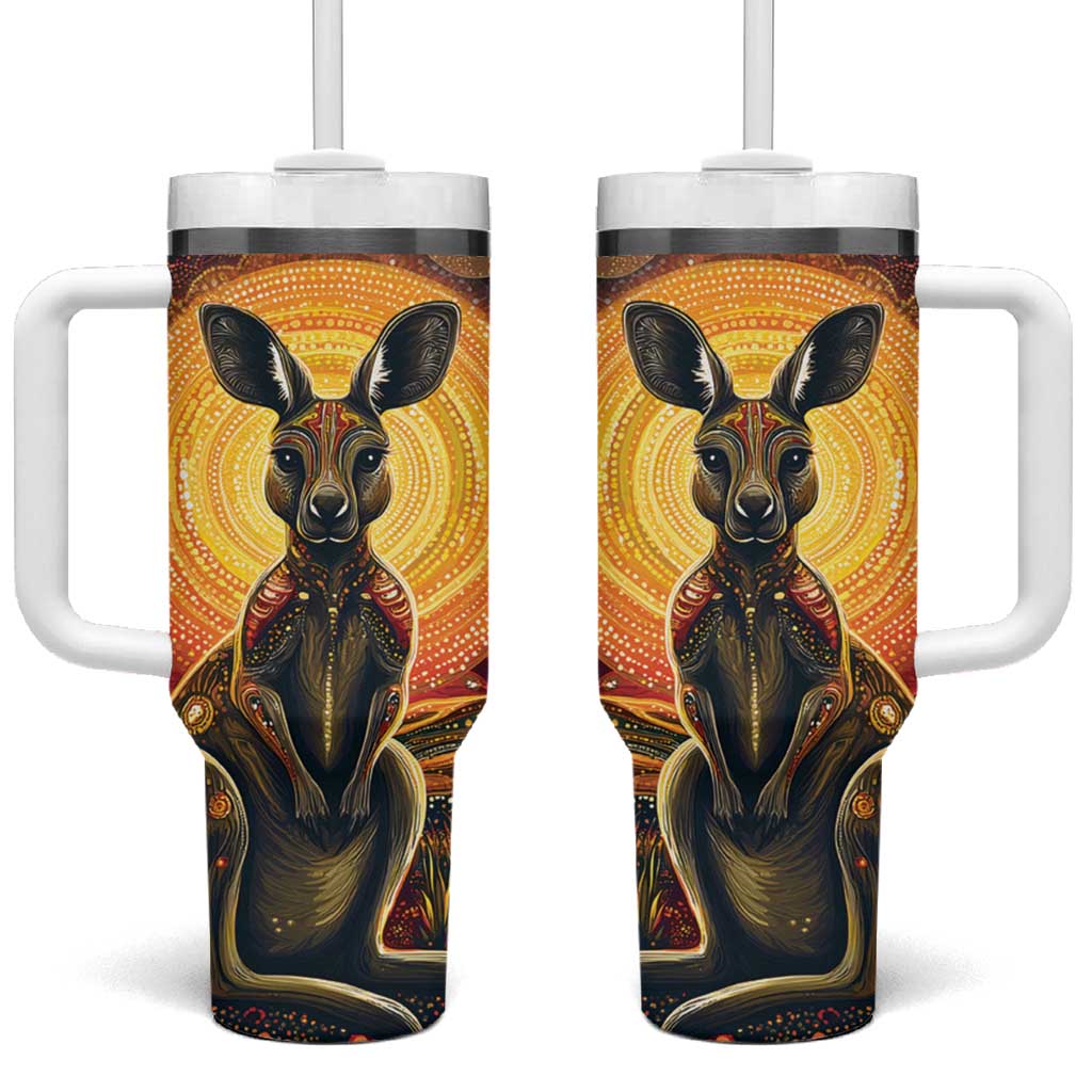 Australian Aboriginal Art Kangaroo Tumbler With Handle Maintain the Dreaming Aboriginal Dot Painting