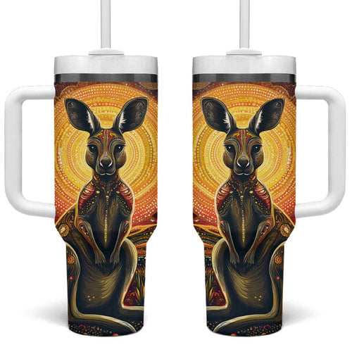 Australian Aboriginal Art Kangaroo Tumbler With Handle Maintain the Dreaming Aboriginal Dot Painting