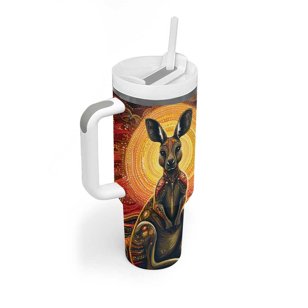 Australian Aboriginal Art Kangaroo Tumbler With Handle Maintain the Dreaming Aboriginal Dot Painting