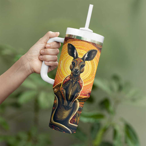 Australian Aboriginal Art Kangaroo Tumbler With Handle Maintain the Dreaming Aboriginal Dot Painting