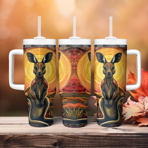 Australian Aboriginal Art Kangaroo Tumbler With Handle Maintain the Dreaming Aboriginal Dot Painting