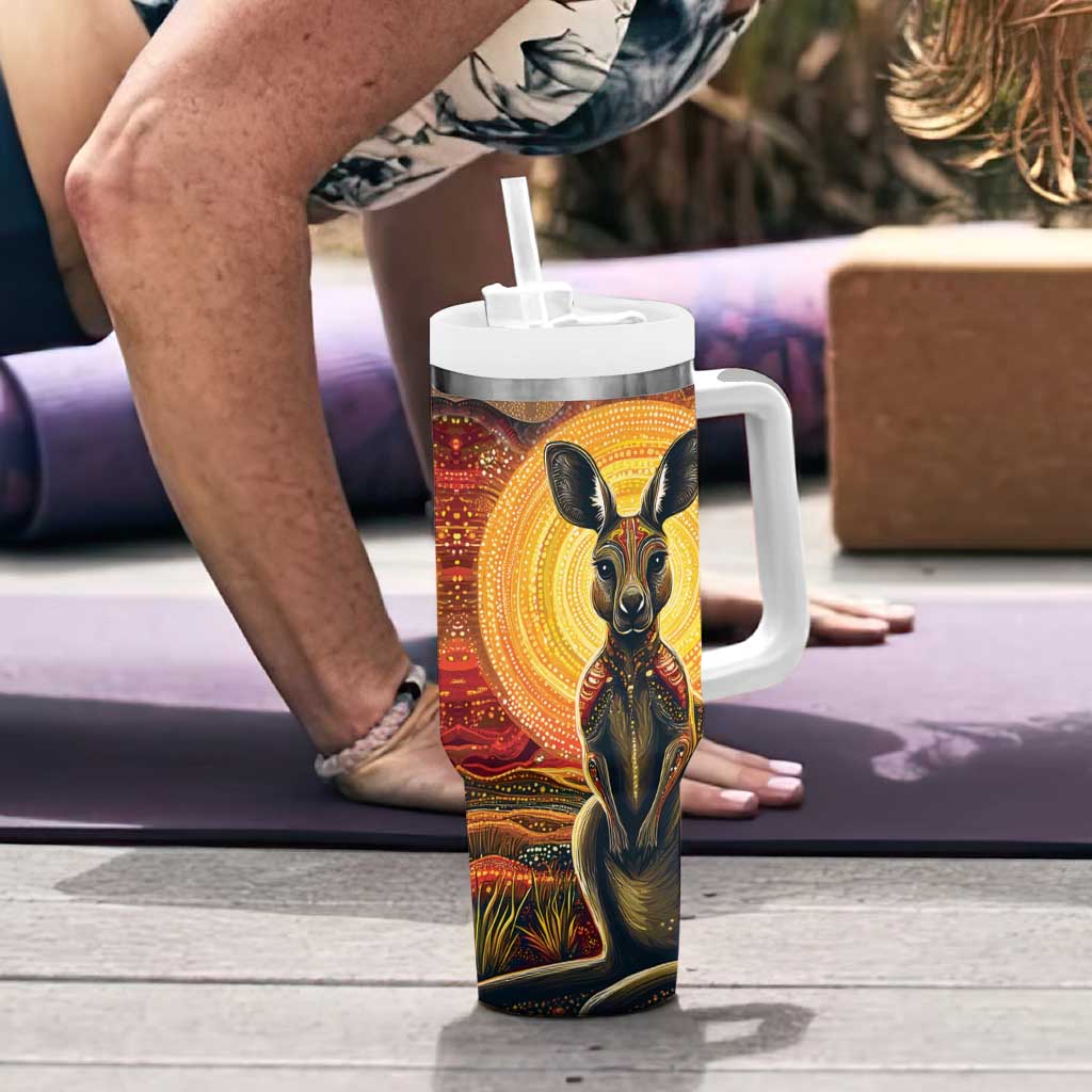 Australian Aboriginal Art Kangaroo Tumbler With Handle Maintain the Dreaming Aboriginal Dot Painting