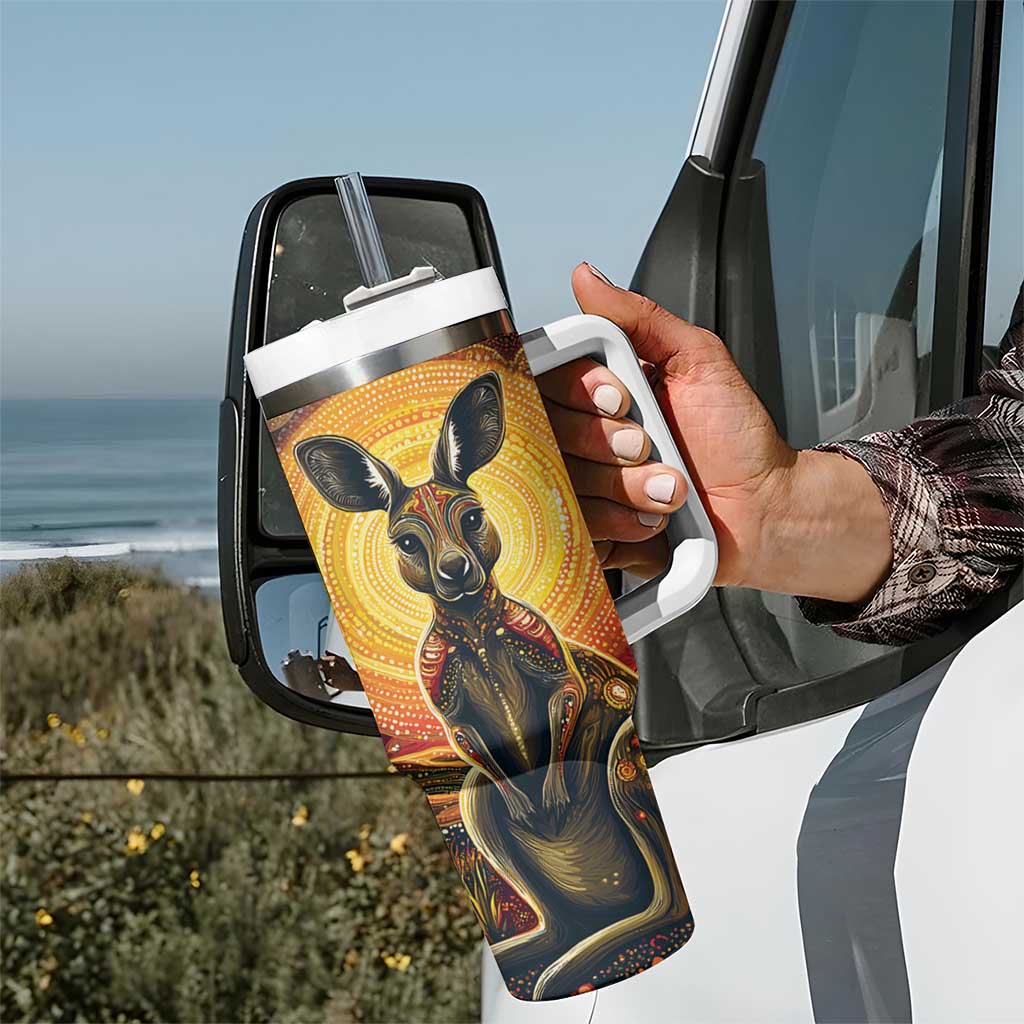 Australian Aboriginal Art Kangaroo Tumbler With Handle Maintain the Dreaming Aboriginal Dot Painting