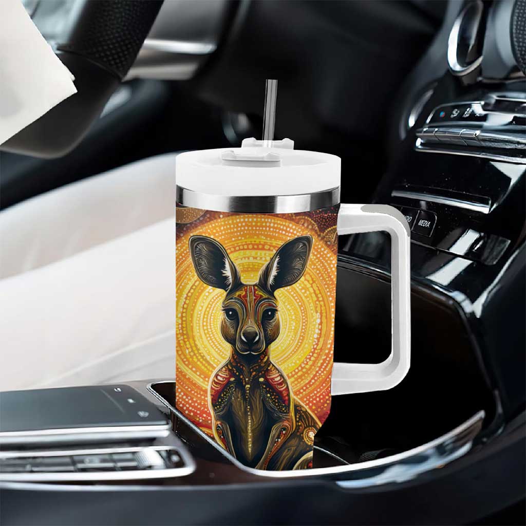 Australian Aboriginal Art Kangaroo Tumbler With Handle Maintain the Dreaming Aboriginal Dot Painting