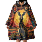 Australian Aboriginal Art Kangaroo Wearable Blanket Hoodie Maintain the Dreaming Aboriginal Dot Painting