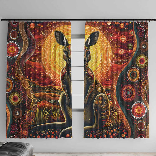 Australian Aboriginal Art Kangaroo Window Curtain Maintain the Dreaming Aboriginal Dot Painting