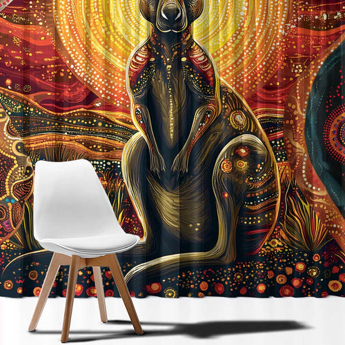 Australian Aboriginal Art Kangaroo Window Curtain Maintain the Dreaming Aboriginal Dot Painting