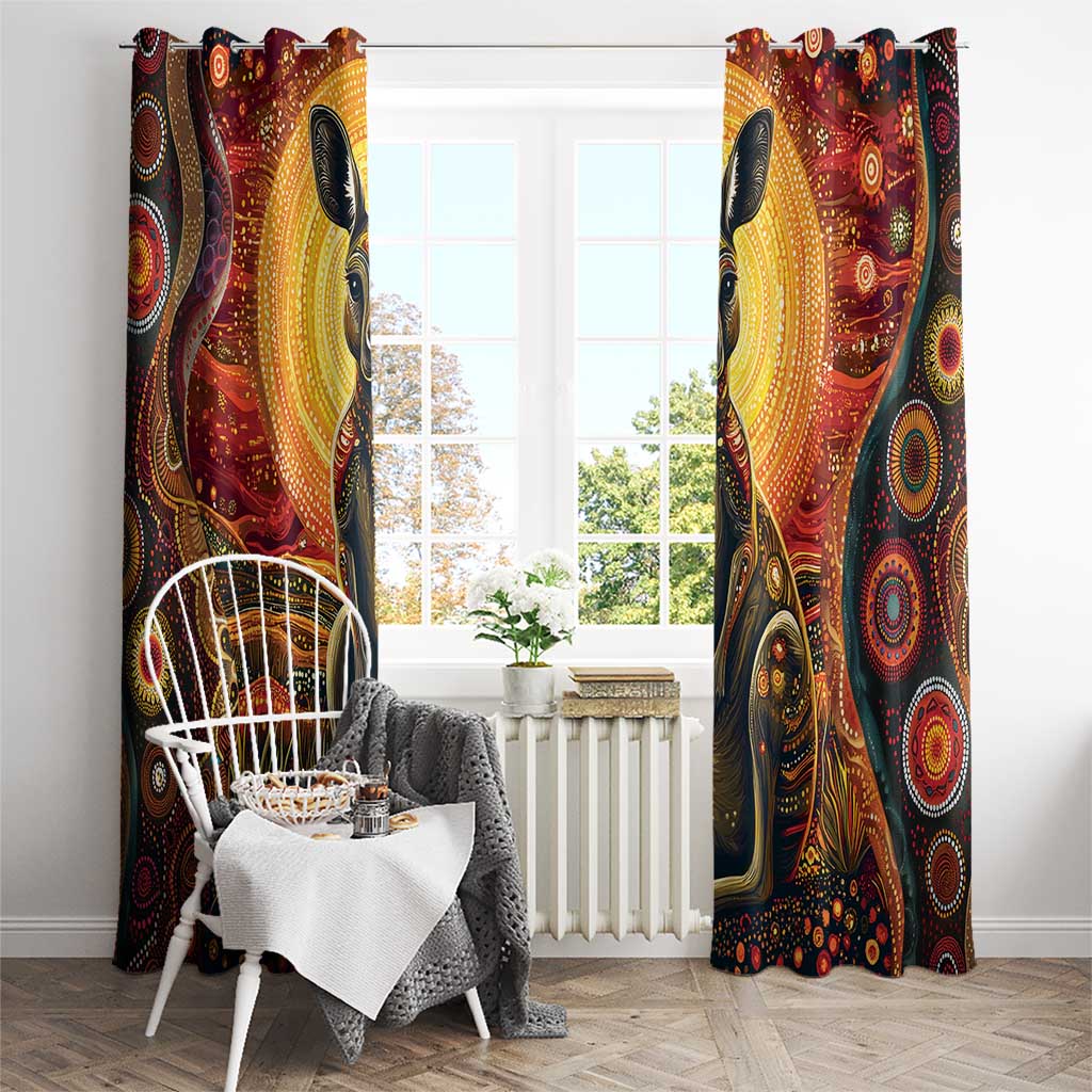 Australian Aboriginal Art Kangaroo Window Curtain Maintain the Dreaming Aboriginal Dot Painting