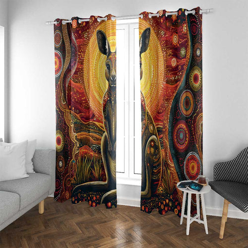 Australian Aboriginal Art Kangaroo Window Curtain Maintain the Dreaming Aboriginal Dot Painting