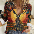 Australian Aboriginal Art Kangaroo Women Casual Shirt Maintain the Dreaming Aboriginal Dot Painting
