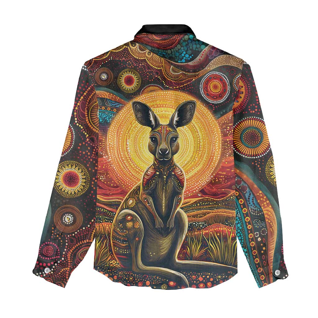 Australian Aboriginal Art Kangaroo Women Casual Shirt Maintain the Dreaming Aboriginal Dot Painting