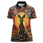 Australian Aboriginal Art Kangaroo Women Polo Shirt Maintain the Dreaming Aboriginal Dot Painting