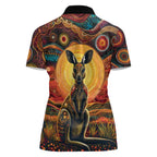 Australian Aboriginal Art Kangaroo Women Polo Shirt Maintain the Dreaming Aboriginal Dot Painting