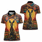 Australian Aboriginal Art Kangaroo Women Polo Shirt Maintain the Dreaming Aboriginal Dot Painting