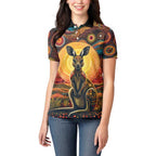 Australian Aboriginal Art Kangaroo Women Polo Shirt Maintain the Dreaming Aboriginal Dot Painting
