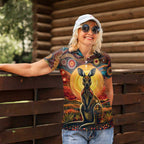 Australian Aboriginal Art Kangaroo Women Polo Shirt Maintain the Dreaming Aboriginal Dot Painting