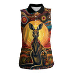 Australian Aboriginal Art Kangaroo Women Sleeveless Polo Shirt Maintain the Dreaming Aboriginal Dot Painting