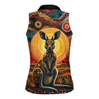 Australian Aboriginal Art Kangaroo Women Sleeveless Polo Shirt Maintain the Dreaming Aboriginal Dot Painting