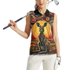 Australian Aboriginal Art Kangaroo Women Sleeveless Polo Shirt Maintain the Dreaming Aboriginal Dot Painting