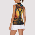 Australian Aboriginal Art Kangaroo Women Sleeveless Polo Shirt Maintain the Dreaming Aboriginal Dot Painting
