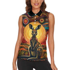 Australian Aboriginal Art Kangaroo Women Sleeveless Polo Shirt Maintain the Dreaming Aboriginal Dot Painting