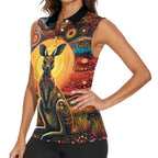 Australian Aboriginal Art Kangaroo Women Sleeveless Polo Shirt Maintain the Dreaming Aboriginal Dot Painting