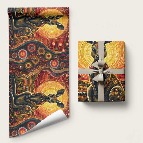 Australian Aboriginal Art Kangaroo Wrapping Paper Maintain the Dreaming Aboriginal Dot Painting - Aussie Hoodie