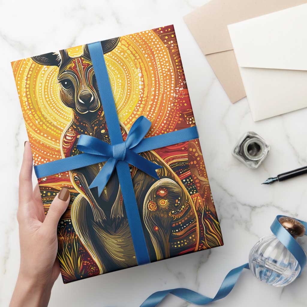 Australian Aboriginal Art Kangaroo Wrapping Paper Maintain the Dreaming Aboriginal Dot Painting - Aussie Hoodie