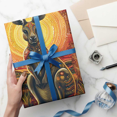 Australian Aboriginal Art Kangaroo Wrapping Paper Maintain the Dreaming Aboriginal Dot Painting - Aussie Hoodie