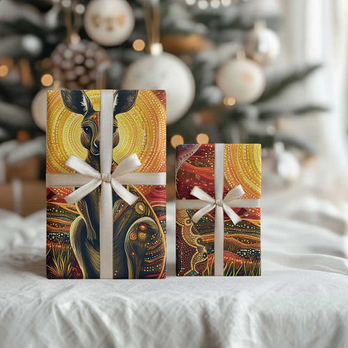 Australian Aboriginal Art Kangaroo Wrapping Paper Maintain the Dreaming Aboriginal Dot Painting - Aussie Hoodie