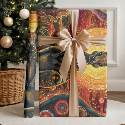 Australian Aboriginal Art Kangaroo Wrapping Paper Maintain the Dreaming Aboriginal Dot Painting - Aussie Hoodie