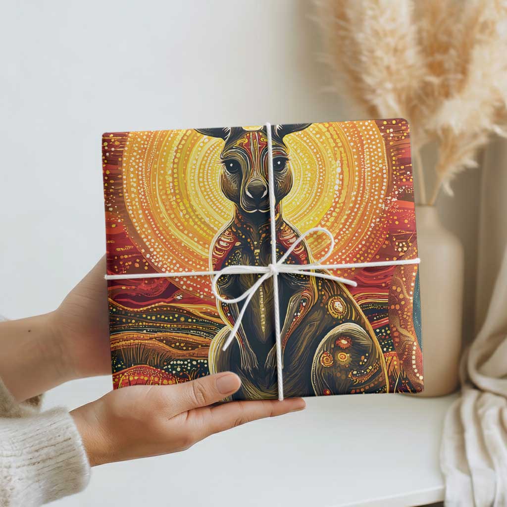 Australian Aboriginal Art Kangaroo Wrapping Paper Maintain the Dreaming Aboriginal Dot Painting - Aussie Hoodie