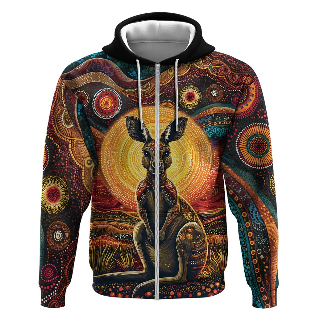 Australian Aboriginal Art Kangaroo Zip Hoodie Maintain the Dreaming Aboriginal Dot Painting