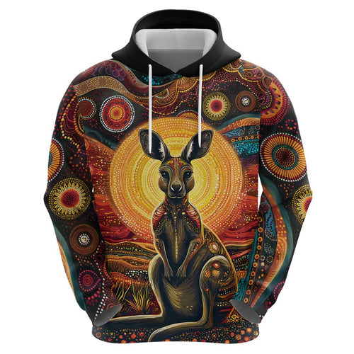 Australian Aboriginal Art Kangaroo Zip Hoodie Maintain the Dreaming Aboriginal Dot Painting