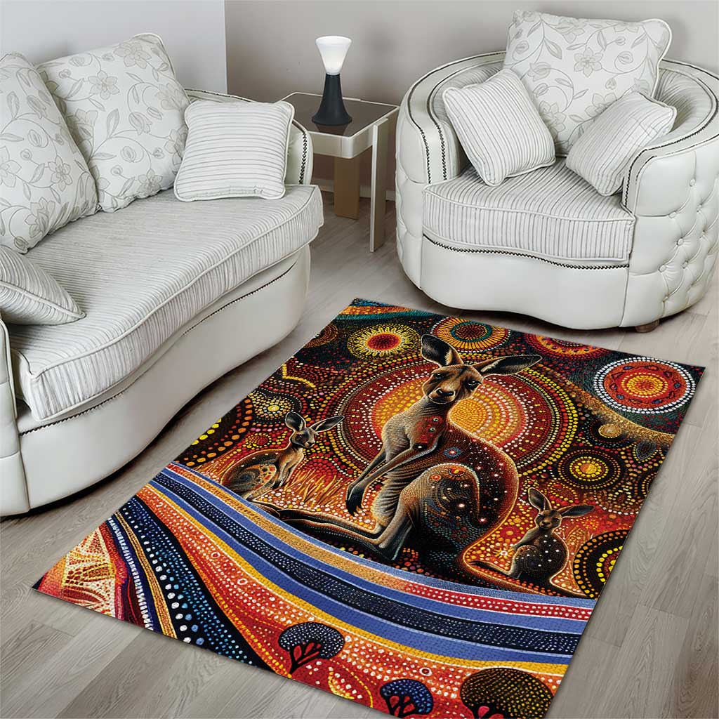 Australian Aboriginal Art Kangaroo Area Rug Our Children Our Future Aboriginal Dot Painting