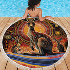 Australian Aboriginal Art Kangaroo Beach Blanket Our Children Our Future Aboriginal Dot Painting